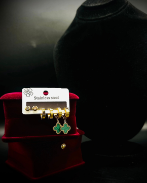 Emerald Clover – Lucky Charm Earring Set