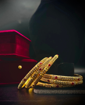 Ruby Blossom – Bangles with Red Stone Accents